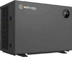 INDIANA INVERTER / INDIANA INVERTER Heat pumps - • Tecnologia inverter più silenziosa, pressione acustica a 10 m che arriva fino a 20 db(A) (modello Indiana 90), silenziosa come un frigorifero • Per il mantenimento della temperatura di piscina al 95%, Indiana lavora al 50% della capacità, per un maggiore risparmio energetico ed un ambiente silenzioso. • Protezione completa sull’impianto grazie al compressore DC inverter Indiana, partendo da 0 Amps, raggiunge i valori nominali in modo costante. Autoregolazione per adattarsi all’alimentazione instabile, il range di tensione può essere 180 ~ 260V. • Tecnologia EEV: 10 volte la flessibilità per regolare il flusso di gas e aumentare il COP fino al 20%. • Indiana fornisce in media il 90% di energia libera dall’ambiente • Scambiatore di calore spirale in titanio e scocca in alluminio anti ruggine • Controller digitale touch con opzione Wi-Fi per gestione e controllo da remoto • Sbrinamento con gas caldo con valvola 4 vie per uno sbrinamento rapido ed efficiente. • Custodia inclusa